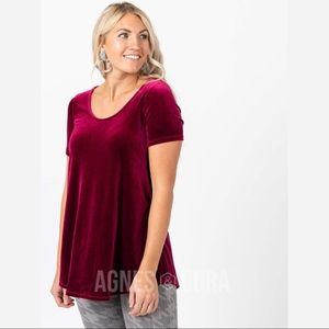 Agnes & Dora Everyday Tee Velvet Deep Wine Hi Lo New With Tags